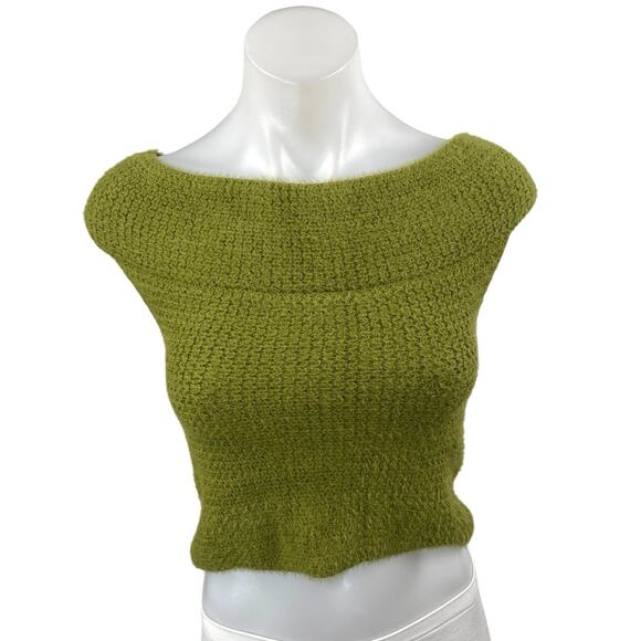 NEW Fashion Nova In Too Deep Olive Green Off Shoulder Knit Crop Sweater Top XS - Picture 1 of 4